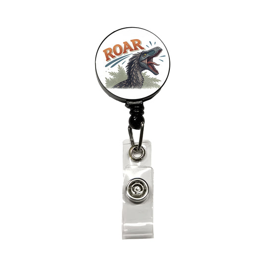 Therizinosaurus Roar Bold Dinosaur Retractable ID Key Card Name Tag Badge Holder with Clip