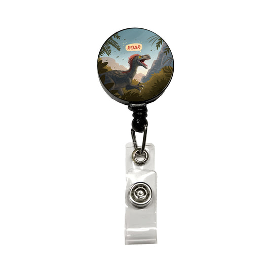 Therizinosaurus Roar Dinosaur Retractable ID Key Card Name Tag Badge Holder with Clip