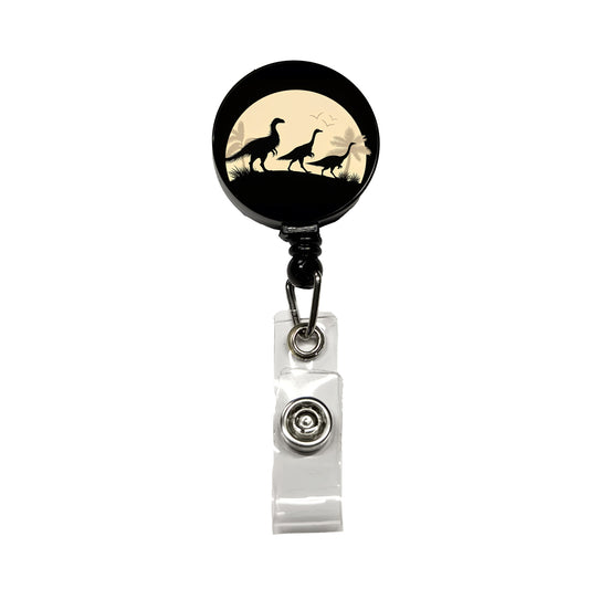 Therizinosaurus Silhouettes Dinosaurs Retractable ID Key Card Name Tag Badge Holder with Clip