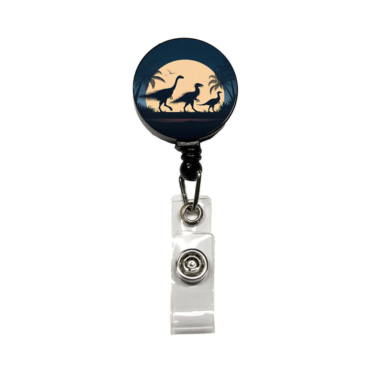 Therizinosaurus Silhouettes Night Dinosaurs Retractable ID Key Card Name Tag Badge Holder with Clip