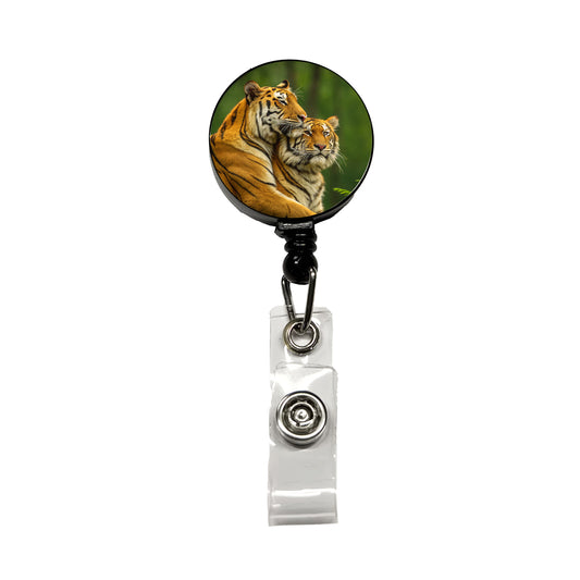 Tigers Hug Love Retractable ID Key Card Name Tag Badge Holder with Clip