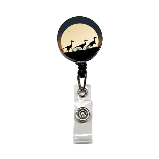 Troodon Silhouettes Dinosaurs Retractable ID Key Card Name Tag Badge Holder with Clip