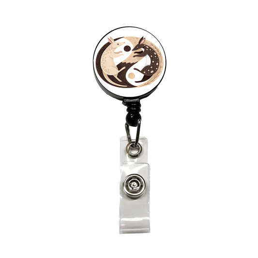 Two Aardvarks Yin Yang Retractable ID Key Card Name Tag Badge Holder with Clip