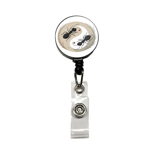 Two Ants Yin Yang Retractable ID Key Card Name Tag Badge Holder with Clip