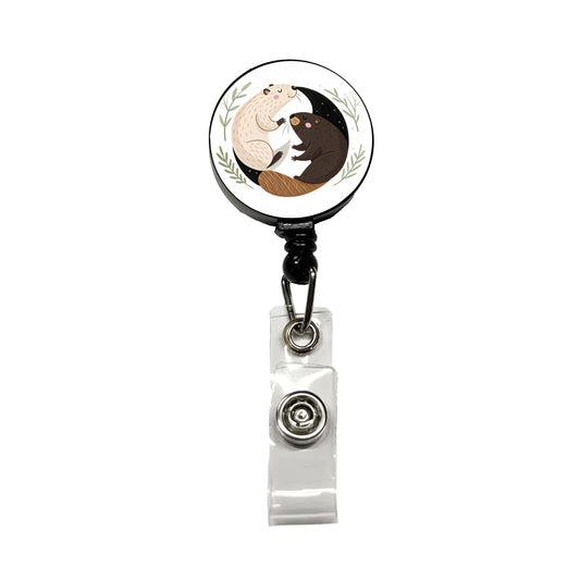 Two Beavers Yin Yang Cute Retractable ID Key Card Name Tag Badge Holder with Clip