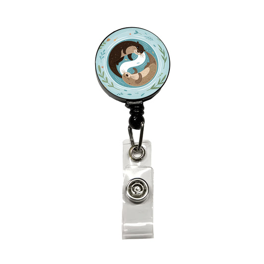 Two Otters Yin Yang Retractable ID Key Card Name Tag Badge Holder with Clip