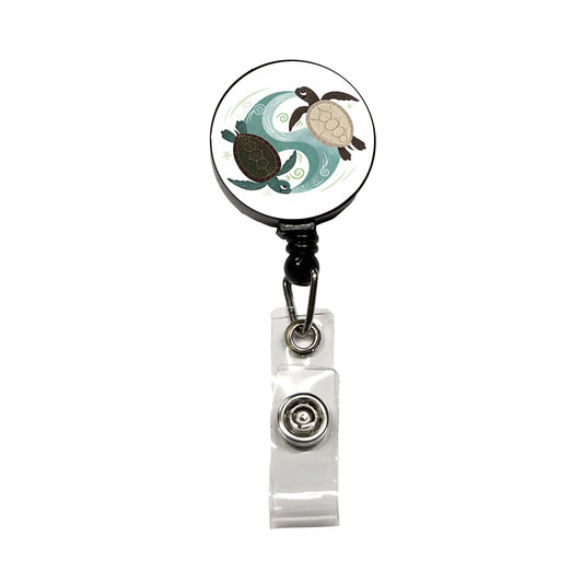 Two Turtles Yin Yang Retractable ID Key Card Name Tag Badge Holder with Clip