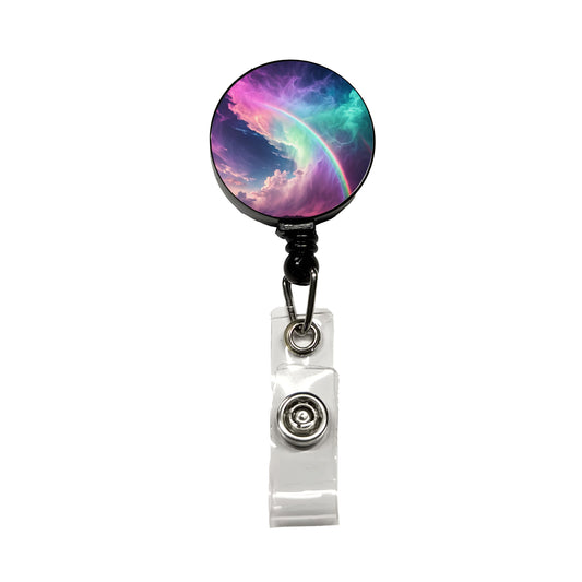 Vapor Rainbow Storm Retractable ID Key Card Name Tag Badge Holder with Clip