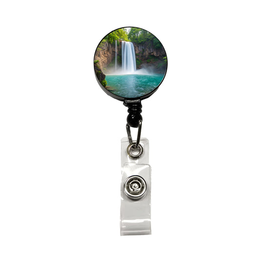 Waterfalls Stunning Retractable ID Key Card Name Tag Badge Holder with Clip