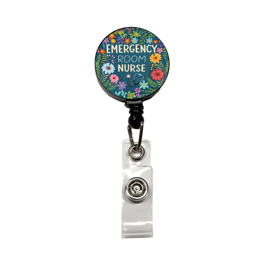 Emergency Room Nurse Appreciation Stethoscope Flowers Retractable ID Key Card Name Tag Badge Holder with Clip
