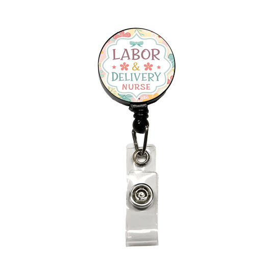 Labor & Delivery Nurse Appreciation Coquette Bows Flowers Retractable ID Key Card Name Tag Badge Holder with Clip
