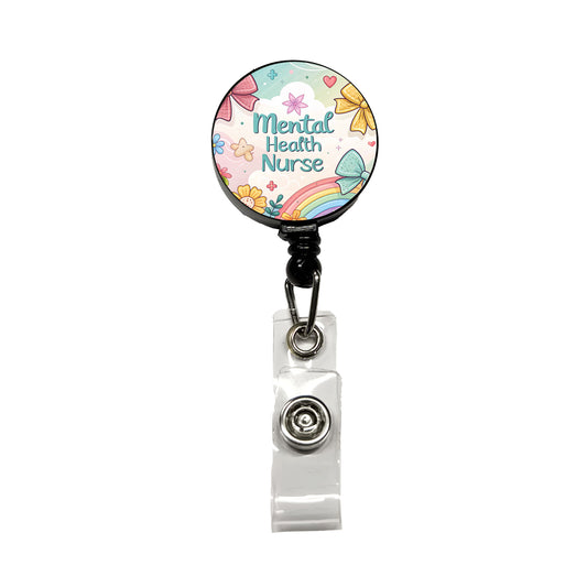 Mental Health Nurse Appreciation Coquette Bows Flowers Retractable ID Key Card Name Tag Badge Holder with Clip