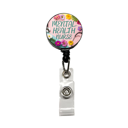 Mental Health Nurse Appreciation Stethoscope Flowers Retractable ID Key Card Name Tag Badge Holder with Clip