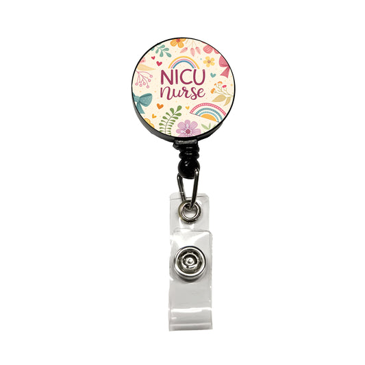 NICU Neonatal Nurse Appreciation Coquette Bows Flowers Retractable ID Key Card Name Tag Badge Holder with Clip