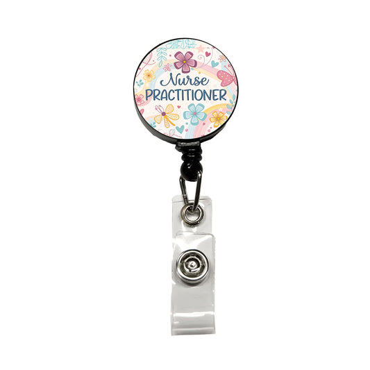 Nurse Practitioner Appreciation Coquette Bows Flowers Retractable ID Key Card Name Tag Badge Holder with Clip
