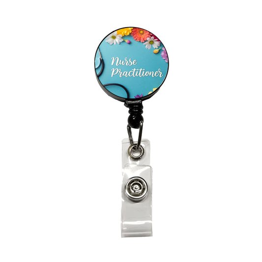 Nurse Practitioner Appreciation Stethoscope Flowers Retractable ID Key Card Name Tag Badge Holder with Clip