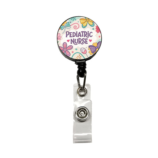 Pediatric Nurse Appreciation Coquette Bows Flowers Retractable ID Key Card Name Tag Badge Holder with Clip
