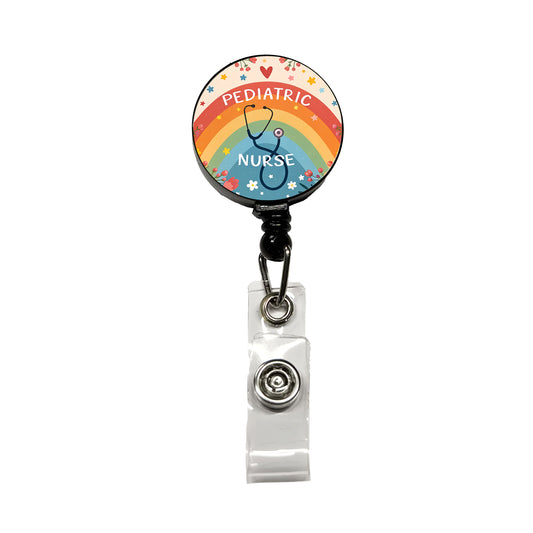 Pediatric Nurse Appreciation Stethoscope Flowers Retractable ID Key Card Name Tag Badge Holder with Clip
