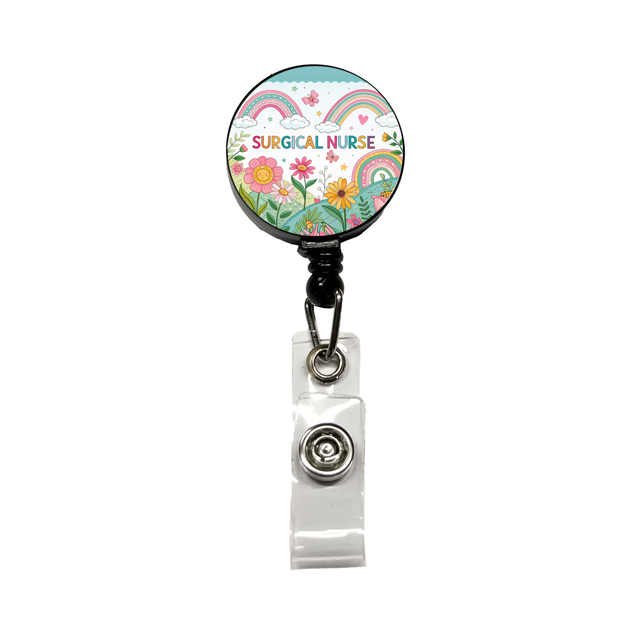 Surgical Nurse Appreciation Coquette Bows Flowers Retractable ID Key Card Name Tag Badge Holder with Clip