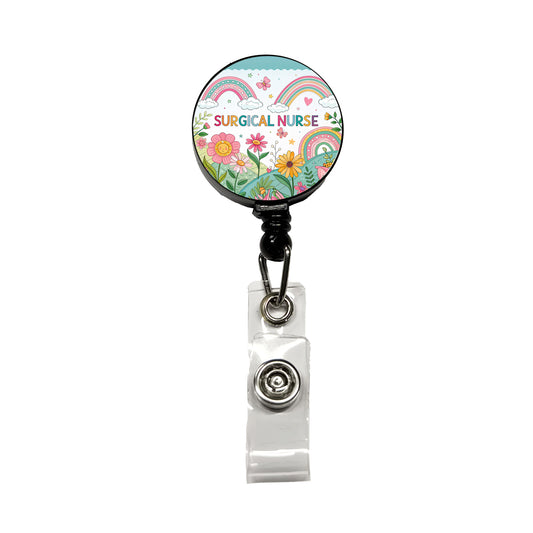 Surgical Nurse Appreciation Coquette Bows Flowers Retractable ID Key Card Name Tag Badge Holder with Clip