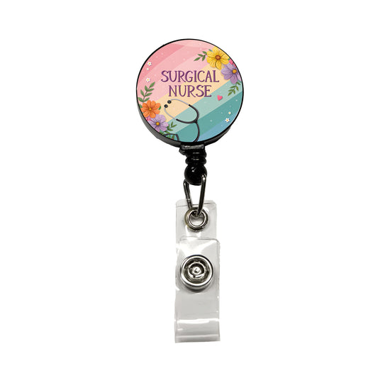 Surgical Nurse Appreciation Stethoscope Flowers Retractable ID Key Card Name Tag Badge Holder with Clip