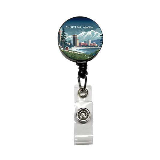 Anchorage, Alaska AK Travel City State Stamp Retractable ID Key Card Name Tag Badge Holder with Clip