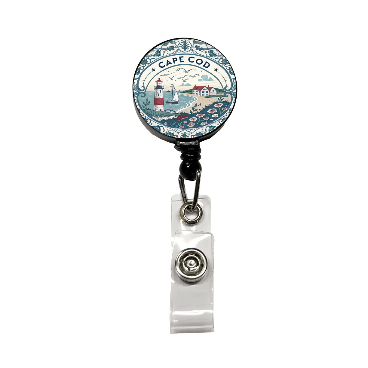 Cape Cod, Massachusetts MA Travel City State Stamp Retractable ID Key Card Name Tag Badge Holder with Clip