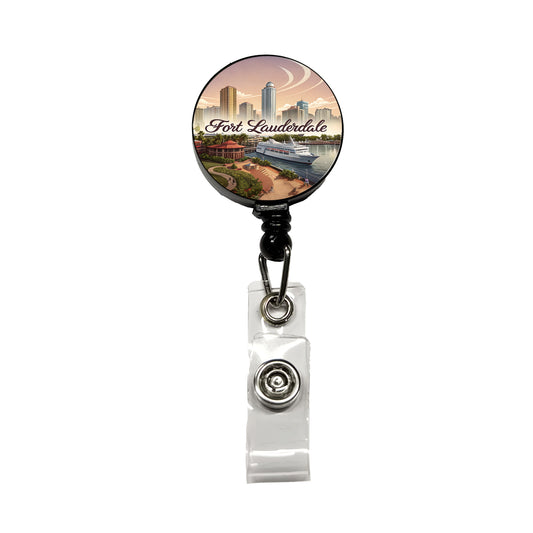 Fort Lauderdale, Florida FL Travel City State Stamp Retractable ID Key Card Name Tag Badge Holder with Clip