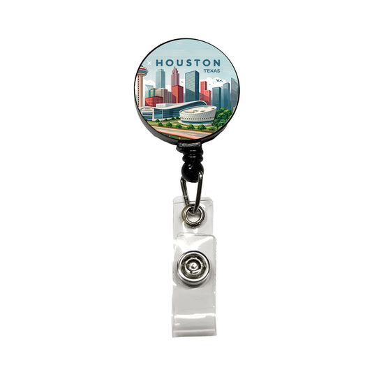 Houston, Texas TX Travel City State Stamp Retractable ID Key Card Name Tag Badge Holder with Clip