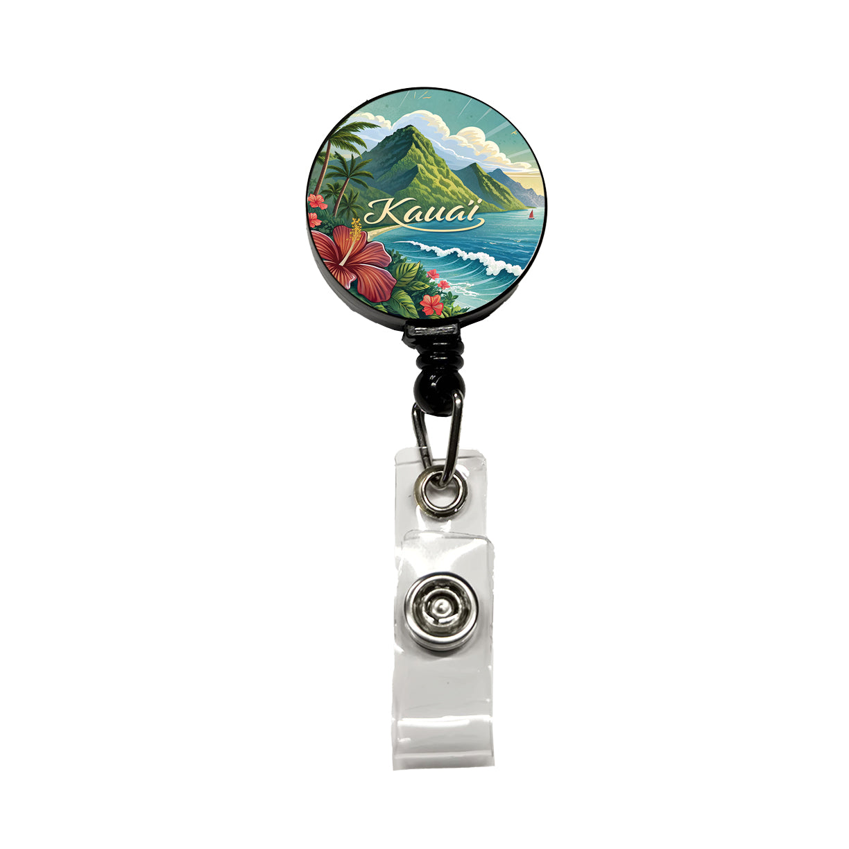 Kaua'i, Hawaii HI Travel City State Stamp Retractable ID Key Card Name Tag Badge Holder with Clip