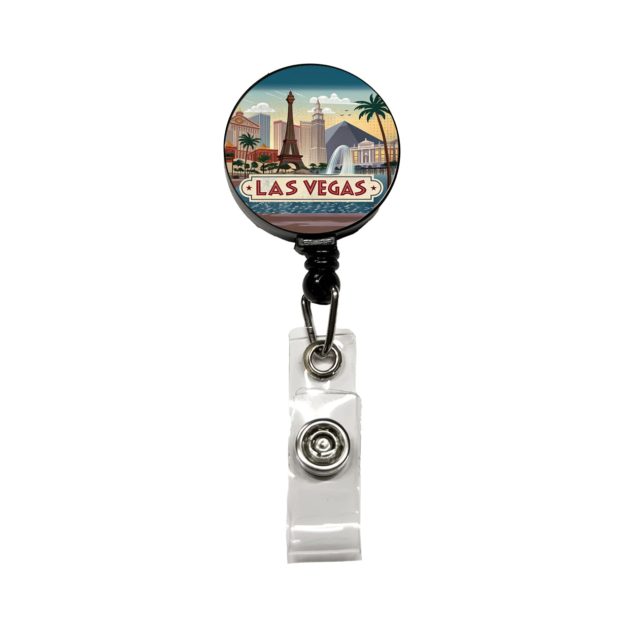 Las Vegas, Nevada NV Travel City State Stamp Retractable ID Key Card Name Tag Badge Holder with Clip