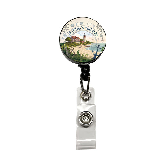 Martha's Vineyard, Massachusetts MA Travel City State Stamp Retractable ID Key Card Name Tag Badge Holder with Clip