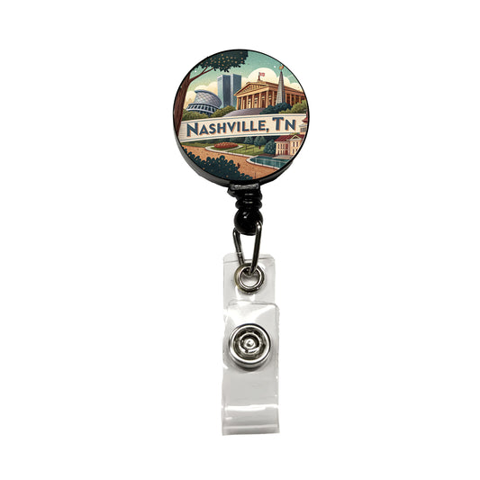 Nashville, Tennessee TN Travel City State Stamp Retractable ID Key Card Name Tag Badge Holder with Clip
