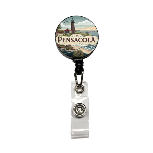 Pensacola, Florida FL Travel City State Stamp Retractable ID Key Card Name Tag Badge Holder with Clip