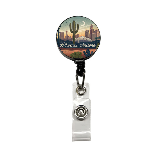 Phoenix, Arizona AZ Travel City State Stamp Retractable ID Key Card Name Tag Badge Holder with Clip