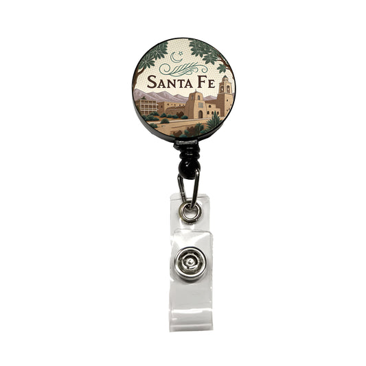 Santa Fe, New Mexico NM Travel City State Stamp Retractable ID Key Card Name Tag Badge Holder with Clip
