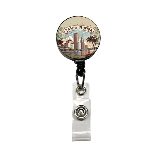 Tampa, Florida FL Travel City State Stamp Retractable ID Key Card Name Tag Badge Holder with Clip