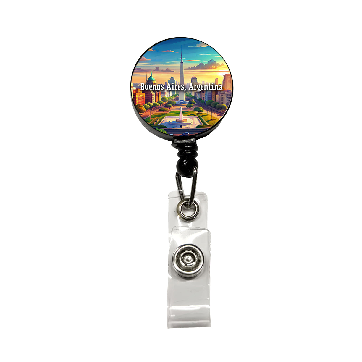 Buenos Aires, Argentina Travel City Country Stamp Retractable ID Key Card Name Tag Badge Holder with Clip