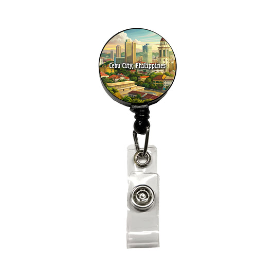 Cebu City, Philippines Travel City Country Stamp Retractable ID Key Card Name Tag Badge Holder with Clip