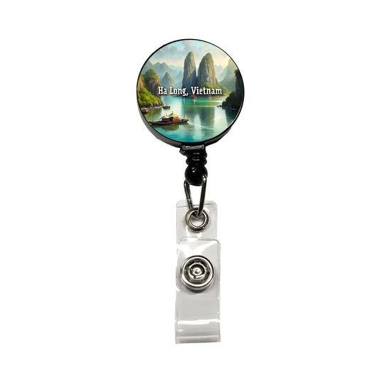 Ha Long, Vietnam Travel City Country Stamp Retractable ID Key Card Name Tag Badge Holder with Clip