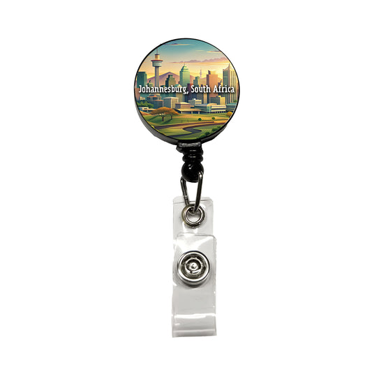 Johannesburg, South Africa Travel City Country Stamp Retractable ID Key Card Name Tag Badge Holder with Clip
