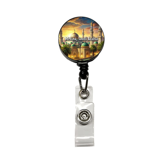 Medina, Saudi Arabia Travel City Country Stamp Retractable ID Key Card Name Tag Badge Holder with Clip