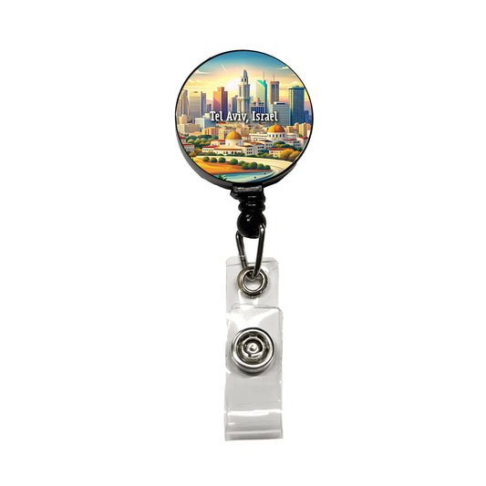 Tel Aviv, Israel Travel City Country Stamp Retractable ID Key Card Name Tag Badge Holder with Clip