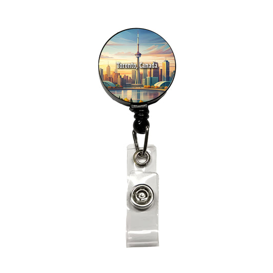 Toronto, Canada Travel City Country Stamp Retractable ID Key Card Name Tag Badge Holder with Clip