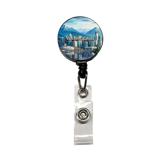 Vancouver, Canada Travel City Country Stamp Retractable ID Key Card Name Tag Badge Holder with Clip