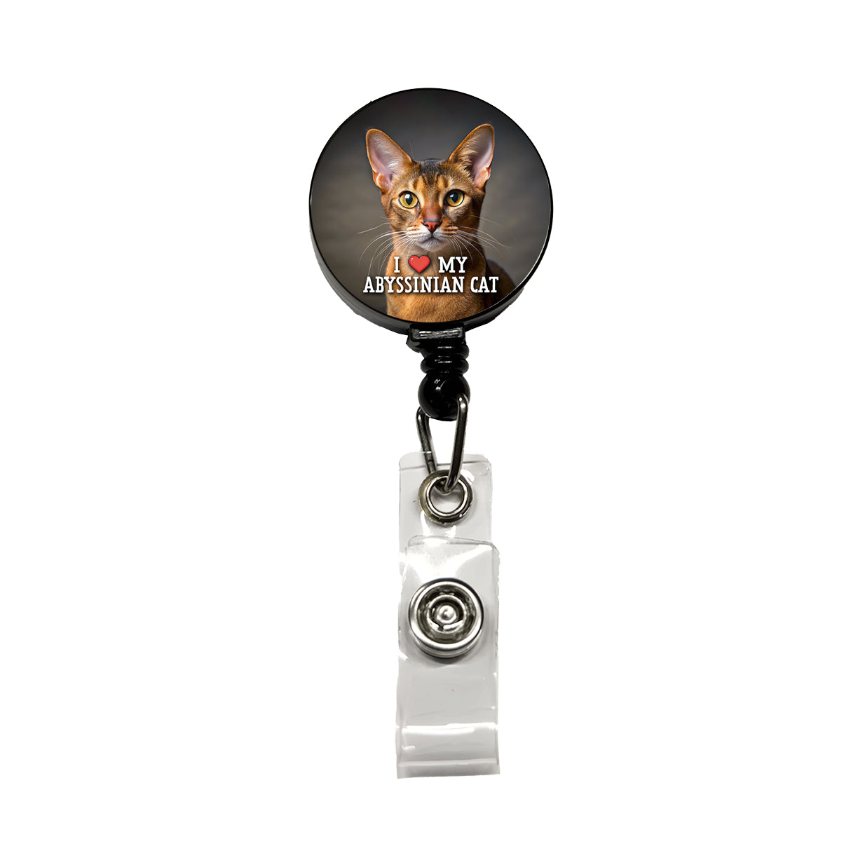 I Love My Abyssinian Cat Heart Retractable ID Key Card Name Tag Badge Holder with Clip