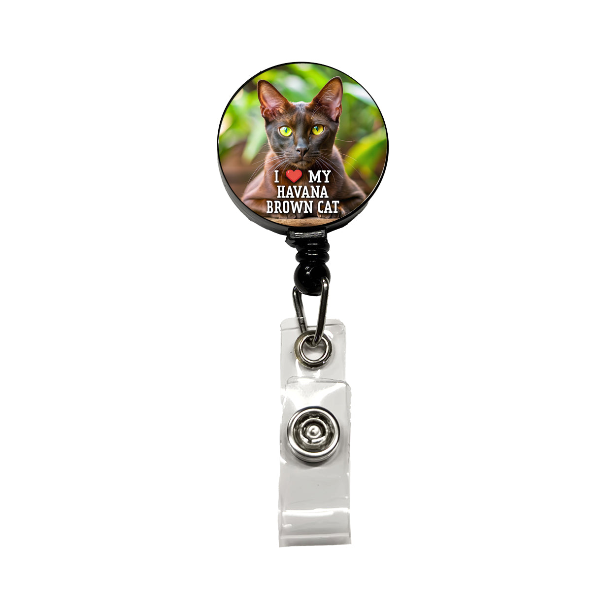 I Love My Havana Brown Cat Heart Retractable ID Key Card Name Tag Badge Holder with Clip