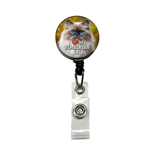 I Love My Himalayan Cat Heart Retractable ID Key Card Name Tag Badge Holder with Clip