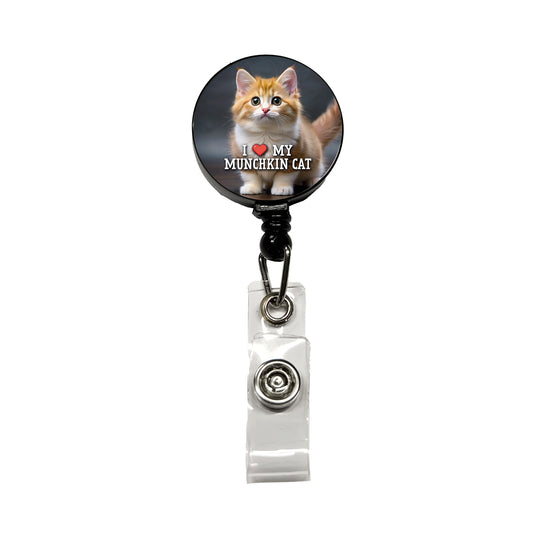 I Love My Munchkin Cat Heart Retractable ID Key Card Name Tag Badge Holder with Clip