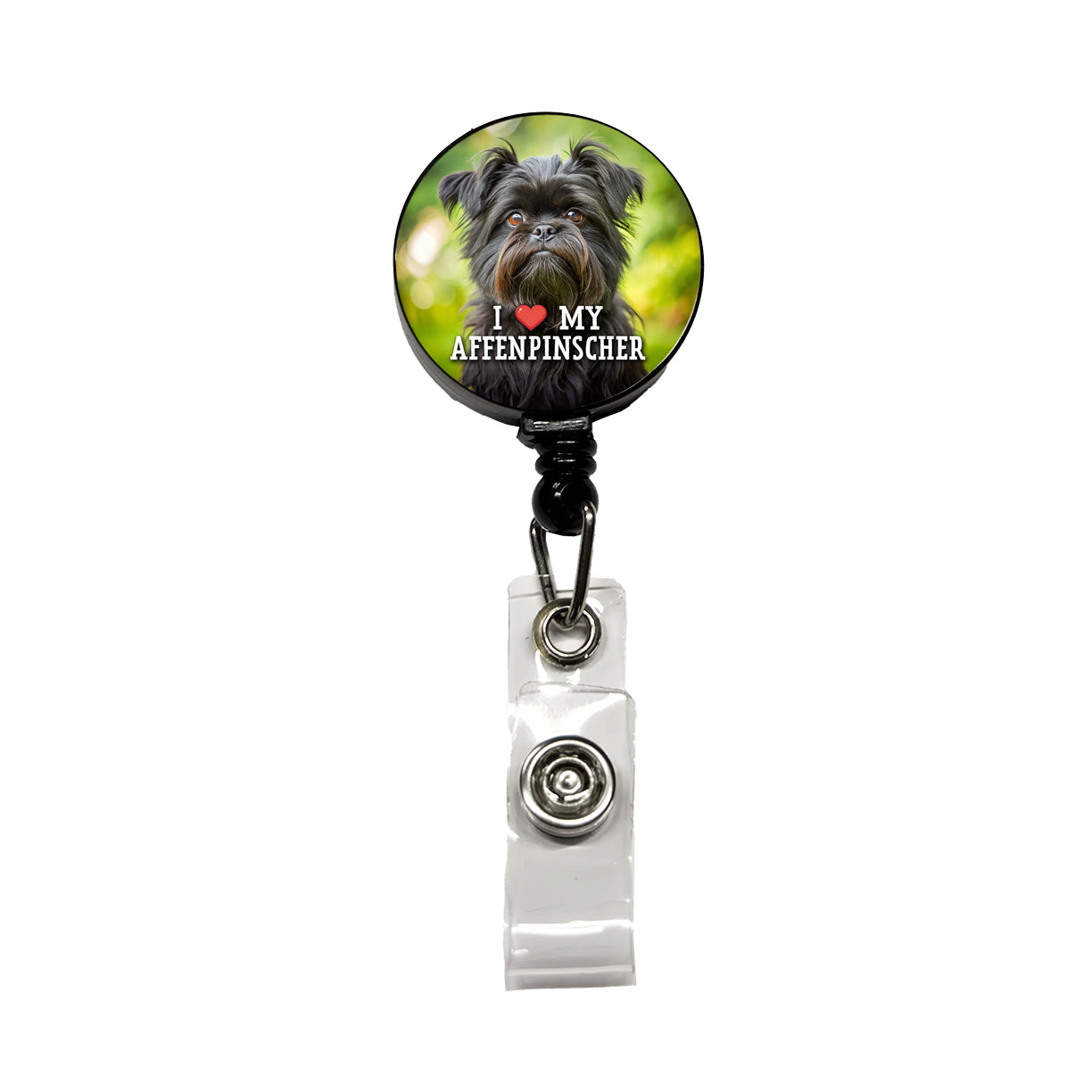 I Love My Affenpinscher Dog Heart Retractable ID Key Card Name Tag Badge Holder with Clip